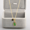 Wholesale Necklace Green Agate Irregular Double Pendant Clavicle Chain Titanium Steel 18K Gold Plated Geometric Style