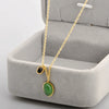 Wholesale Necklace Green Agate Irregular Double Pendant Clavicle Chain Titanium Steel 18K Gold Plated Geometric Style