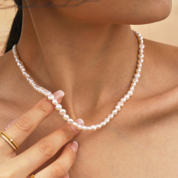 Wholesale Necklace Handmade Beaded Freshwater Pearl Geometric Stainless Steel Electroplating Women's