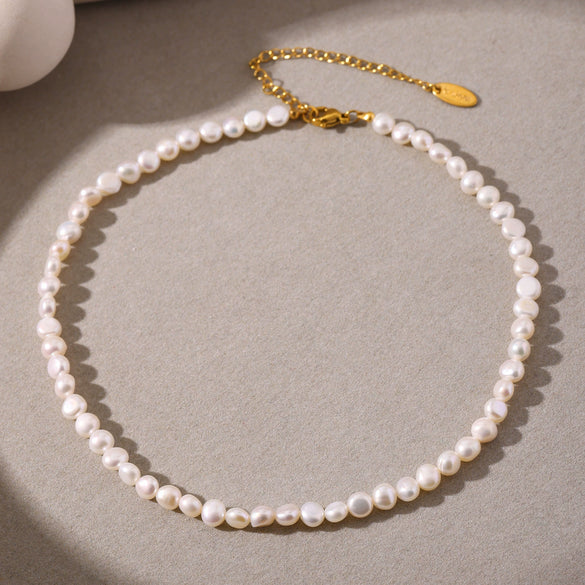 Wholesale Necklace Handmade Beaded Freshwater Pearl Geometric Stainless Steel Electroplating Women's