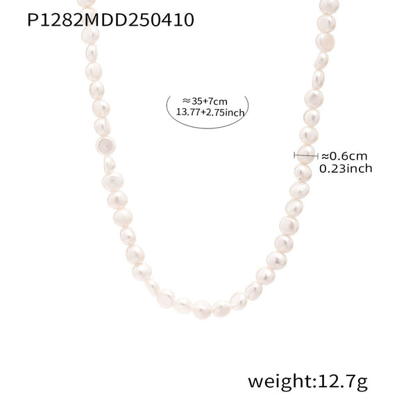 Wholesale Necklace Handmade Beaded Freshwater Pearl Geometric Stainless Steel Electroplating Women's