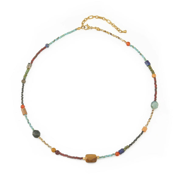 Wholesale Necklace Handmade Natural Stone Czech Beads Stainless Steel Geometric Style