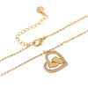 Wholesale Necklace Heartshaped Copper Gold Plated Pendant With Diamonds