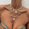 Wholesale Necklace Imitation Pearl Alloy Acrylic Geometric Electroplating Retro Animal Style Pendant