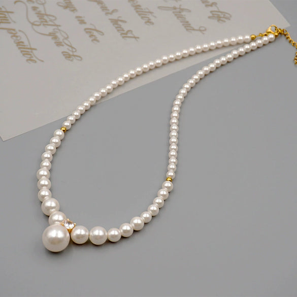 Wholesale Necklace Imitation Pearl Alloy Cross Chain Geometric Retro Handmade For Women