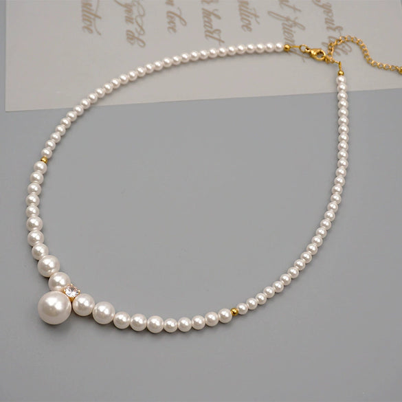 Wholesale Necklace Imitation Pearl Alloy Cross Chain Geometric Retro Handmade For Women