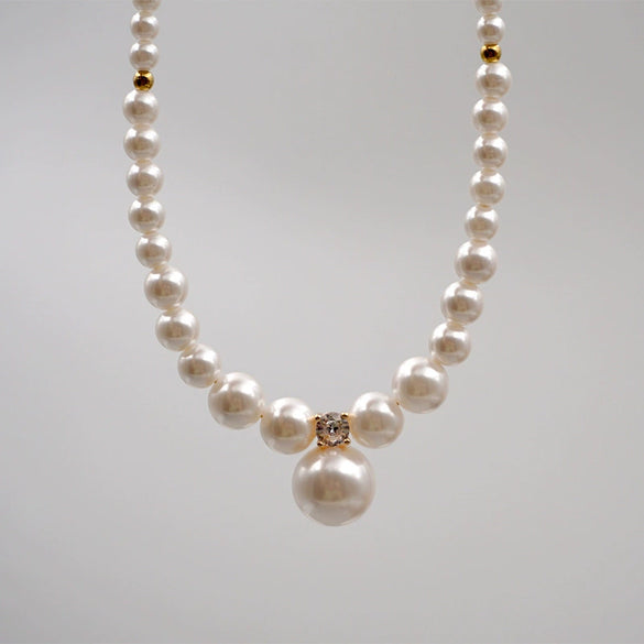Wholesale Necklace Imitation Pearl Alloy Cross Chain Geometric Retro Handmade For Women