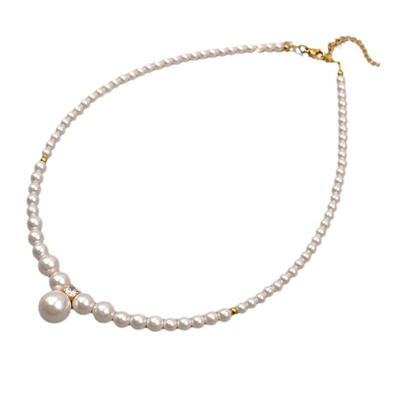 Wholesale Necklace Imitation Pearl Alloy Cross Chain Geometric Retro Handmade For Women
