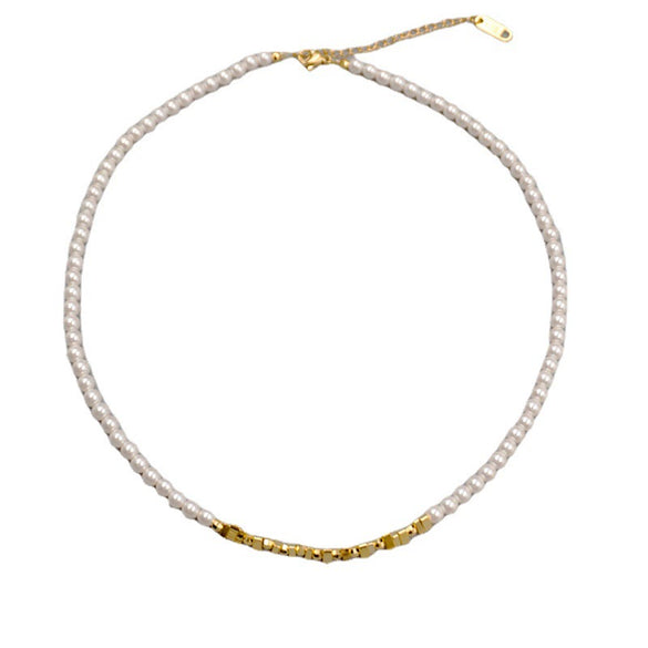 Wholesale Necklace Imitation Pearl Alloy Retro Geometric Handmade Ball Chain