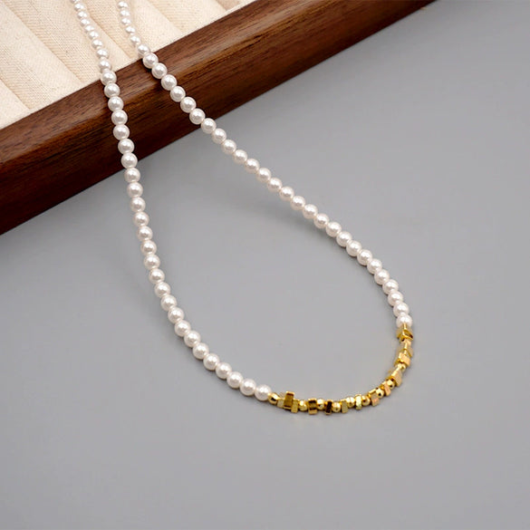 Wholesale Necklace Imitation Pearl Alloy Retro Geometric Handmade Ball Chain