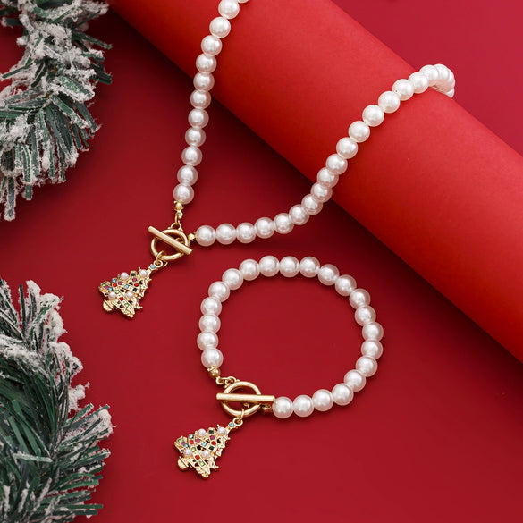 Wholesale Necklace Imitation Pearl Beaded Alloy Geometric Electroplating For Women