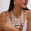 Wholesale Necklace Imitation Pearl Exaggerated Geometric Round Bead Electroplating For Women