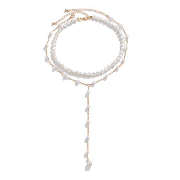 Wholesale Necklace Imitation Pearl Geometric Handmade Clavicle Chain Set