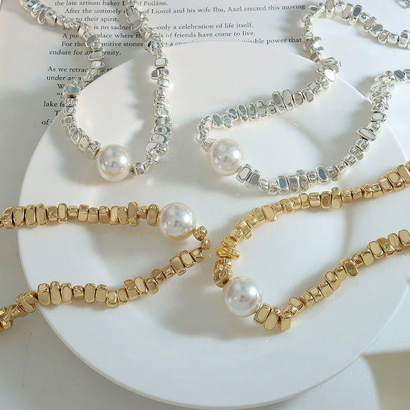 Wholesale Necklace Imitation Pearl Goldplated Geometric Simple Design For Women