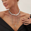 Wholesale Necklace Imitation Pearl Iron Chain Claw Chain Alloy Geometric Style Electroplating Women
