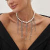 Wholesale Necklace Imitation Pearl Iron Chain Claw Chain Alloy Geometric Style Electroplating Women