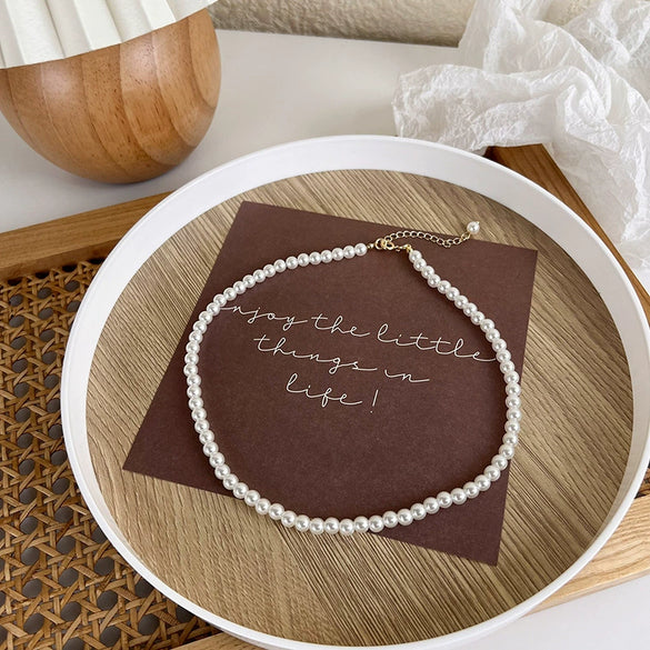 Wholesale Necklace Imitation Pearl Simple Geometric Clavicle Chain