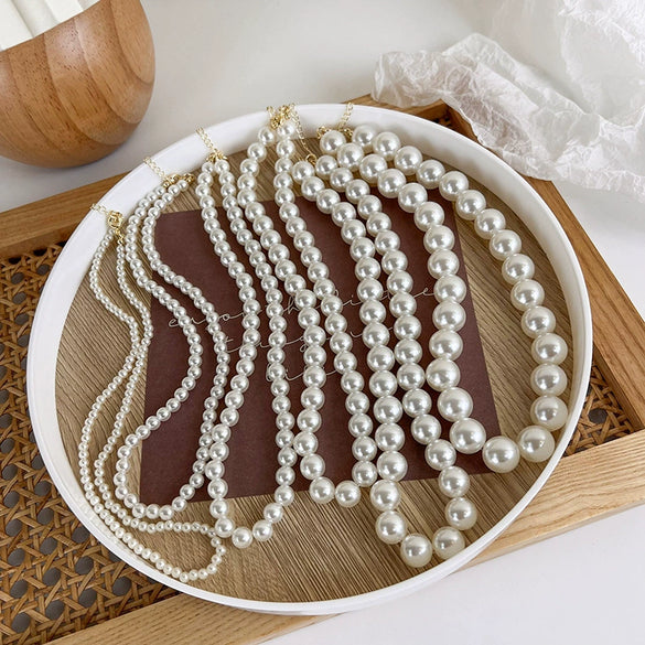 Wholesale Necklace Imitation Pearl Simple Geometric Clavicle Chain