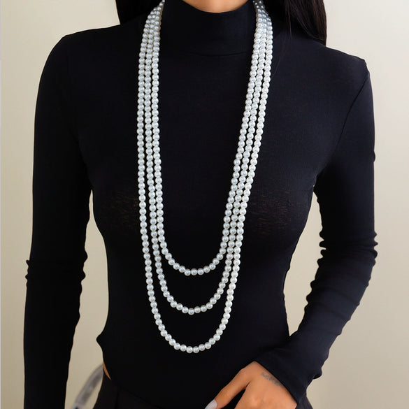 Wholesale Necklace Imitation Pearl Stacking Style Geometric Handmade For Women