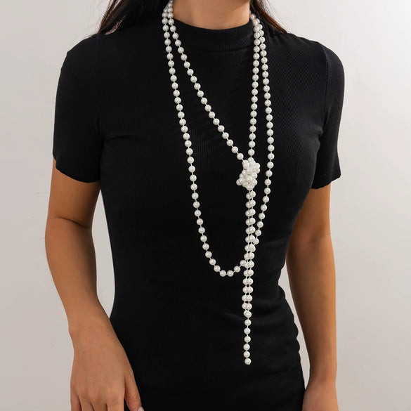 Wholesale Necklace Imitation Pearl Stacking Style Geometric Handmade For Women