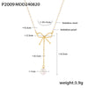 Wholesale Necklace Imitation Pearl 316L Stainless Steel Geometric Bow Light Luxury Electroplated