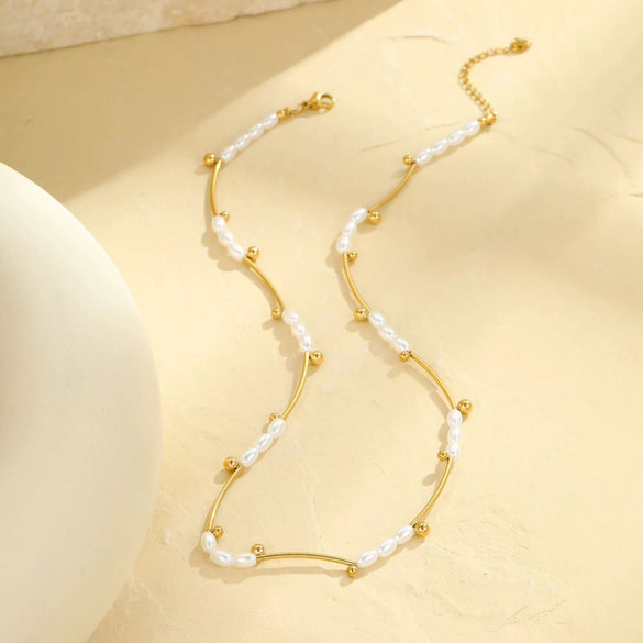 Wholesale Necklace Imitation Pearl Stainless Steel Geometric Electroplating Women's