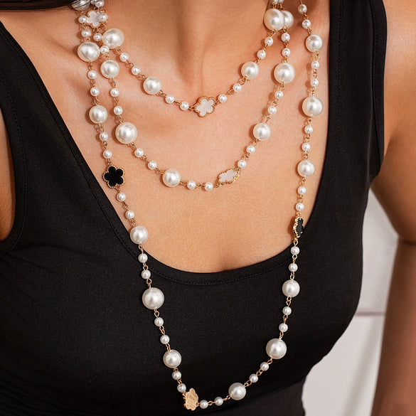Wholesale Necklace Imitation Pearls Geometric Style O Chain Electroplating For Women