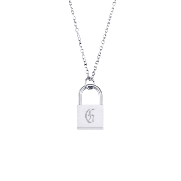Wholesale Necklace Jewelry Stainless Steel And Titanium Steel Ancient English Letter Lock Pendant Electroplated For Women