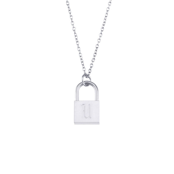 Wholesale Necklace Jewelry Stainless Steel And Titanium Steel Ancient English Letter Lock Pendant Electroplated For Women