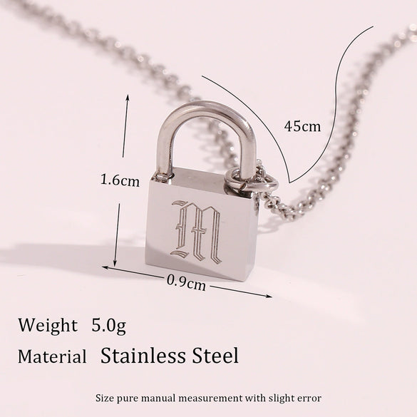 Wholesale Necklace Jewelry Stainless Steel And Titanium Steel Ancient English Letter Lock Pendant Electroplated For Women