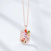 Wholesale Necklace Jewelry With Zircon Hollow Flower Pendant Copper Titanium Steel Color Retention Rhombus Design