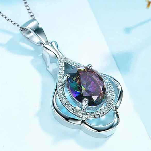 Wholesale Necklace Lace Copper Inlaid Zircon Geometric Style Mixed Gem Inlay For Women