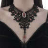 Wholesale Necklace Lace Pearl Alloy Dark Ruby Crystal Pendant Gothic Handmade Flower Style For Women