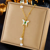 Wholesale Necklace Metal Steel Tassel Pearl Pendant Retro Style Animal Design Electroplated
