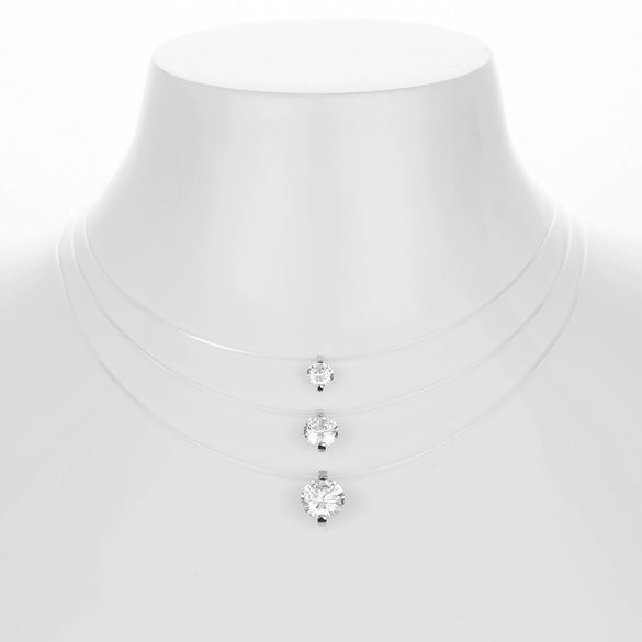 Wholesale Necklace Moissanite 925 Sterling Silver Geometric Set With Diamonds Fishing Line Chain Women's Simple Style