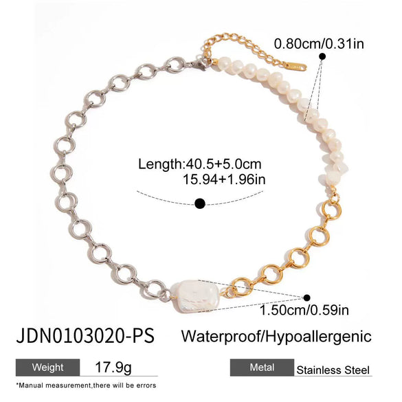 Wholesale Necklace Natural Freshwater Pearl Stainless Steel Geometric Electroplating Minimalist Original Design Women's