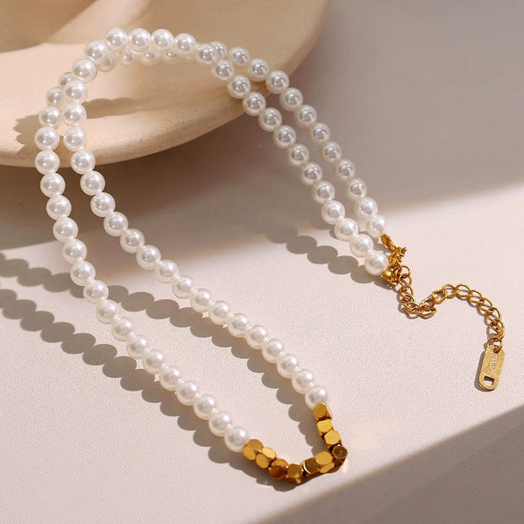 Wholesale Necklace Natural Freshwater Pearl 316L Stainless Steel Electroplating Retro Literature And Art Style For Women