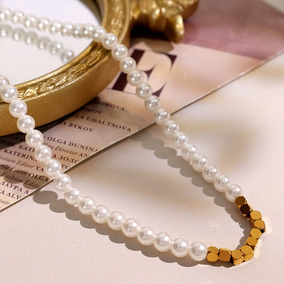 Wholesale Necklace Natural Freshwater Pearl 316L Stainless Steel Electroplating Retro Literature And Art Style For Women
