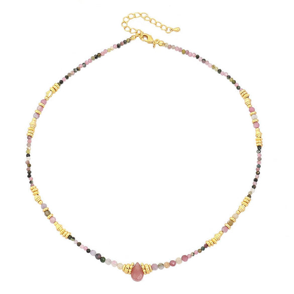 Wholesale Necklace Natural Stone Stainless Steel Copper Geometric Sunflower Handmade For Women