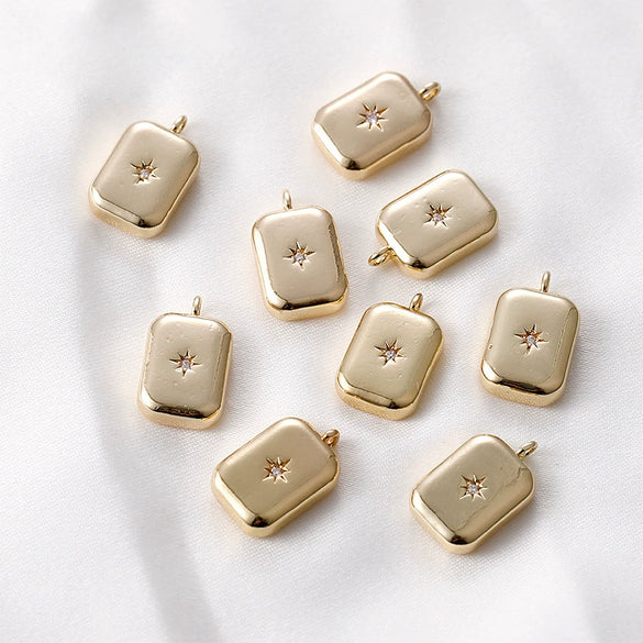 Wholesale Necklace Pendant Accessories Copper Material Love Meteor Star Peach Heart Water Droplets Rectangular Electroplated