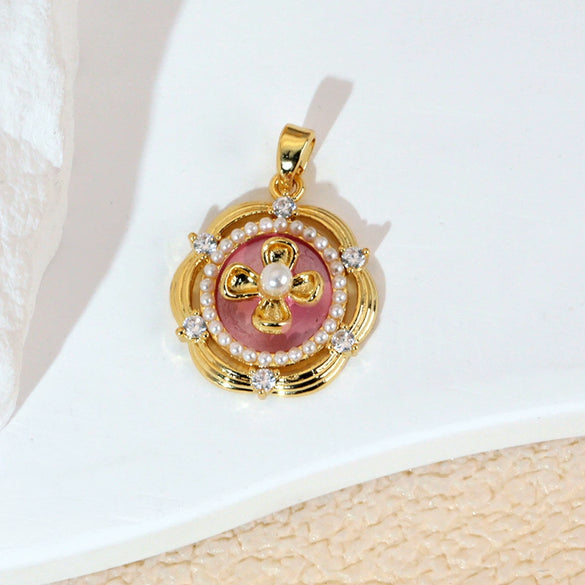 Wholesale Necklace Pendant Copper Enamel Glaze Flower Dripping Oil Style