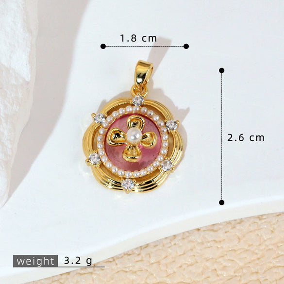 Wholesale Necklace Pendant Copper Enamel Glaze Flower Dripping Oil Style