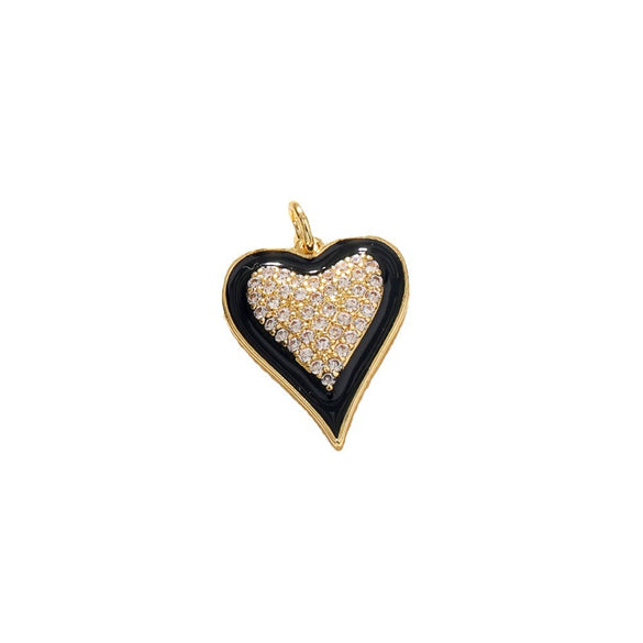 Wholesale Necklace Pendant Copper With Zircon Oil Drop Leopard Print Threedimensional Heart And Black Agate Irregular Heart