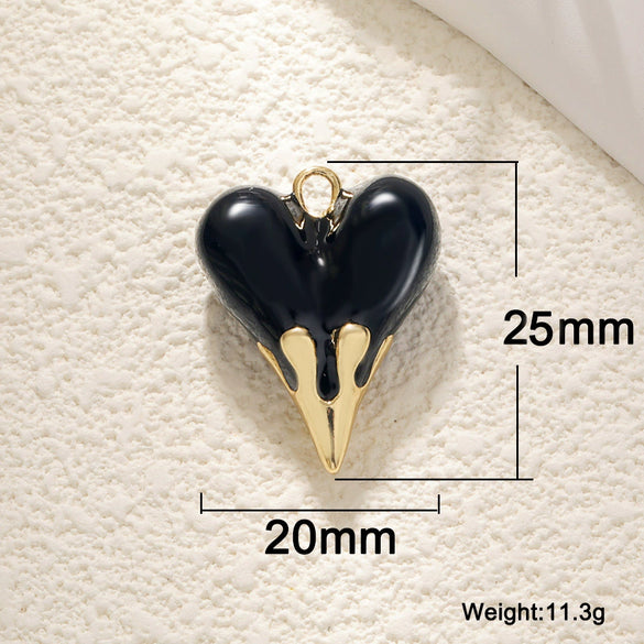 Wholesale Necklace Pendant Copper With Zircon Oil Drop Leopard Print Threedimensional Heart And Black Agate Irregular Heart