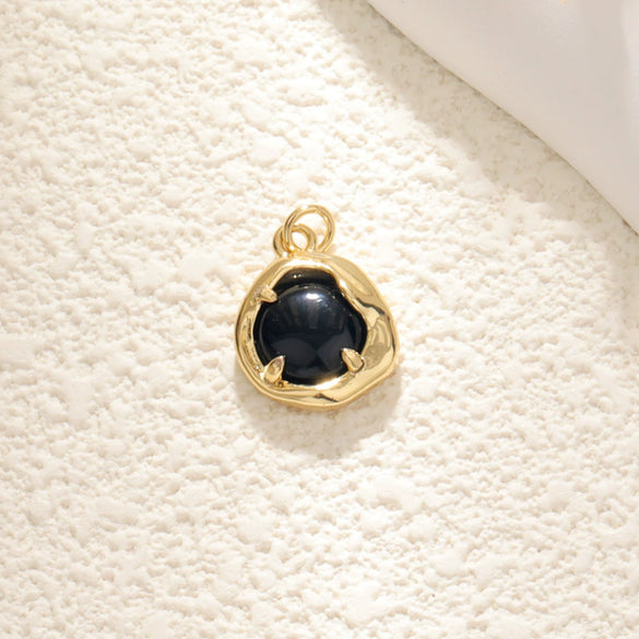 Wholesale Necklace Pendant Copper With Zircon Oil Drop Leopard Print Threedimensional Heart And Black Agate Irregular Heart