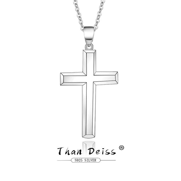 Wholesale Necklace Pendant Silver 925 Sterling Simple Glossy Cross Electroplated Box Chain
