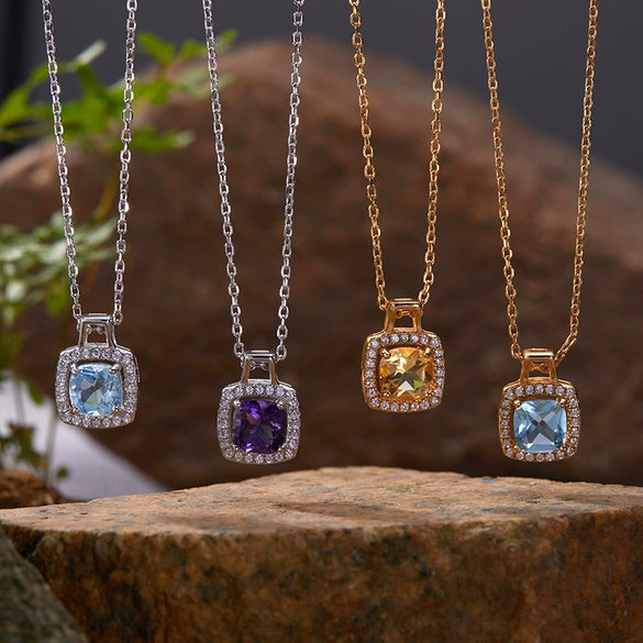 Wholesale Necklace Pendant 925 Sterling Silver Set With Gems Cross Chain