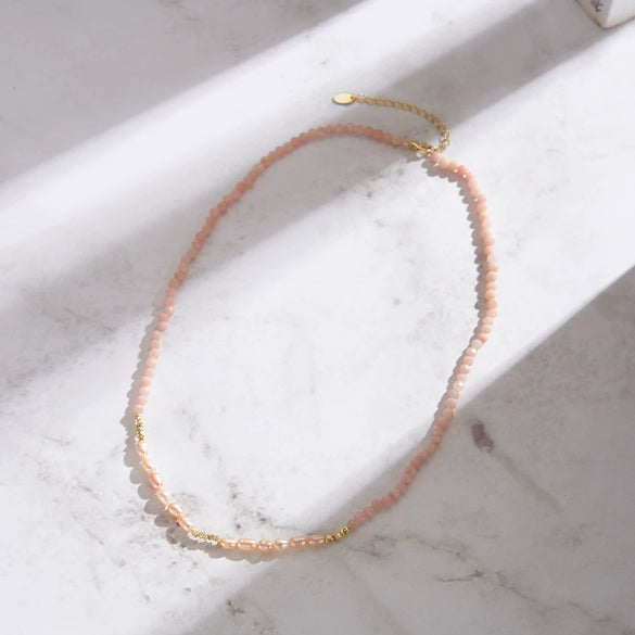 Wholesale Necklace Pink Opal S925 Sterling Silver Geometric Style