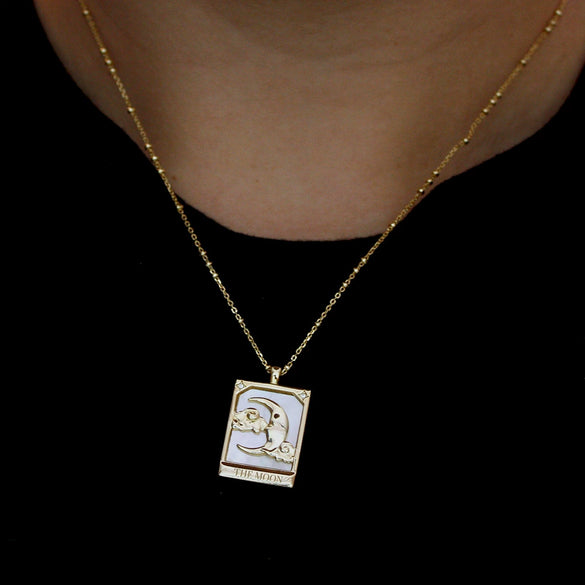 Wholesale Necklace Retro Light Luxury Star Moon Copper Pendant With Geometric Pattern And Electroplating Process For Women