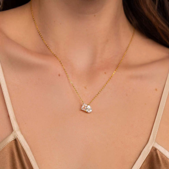 Wholesale Necklace Retro Light Luxury Style Stainless Steel Titanium Steel O Shaped Chain Pear Shaped Square Zircon Electroplated